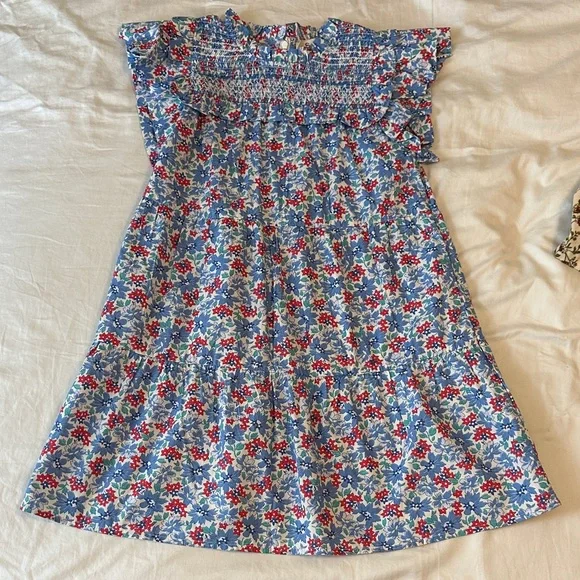 Sea New York Floral Blue and Red Kids Dress - Picture 1 of 5